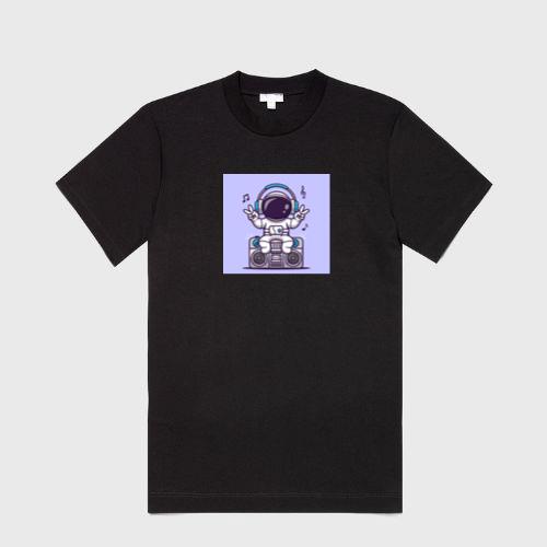 Cartoon Astronaut with Boombox Illustration T-Shirts