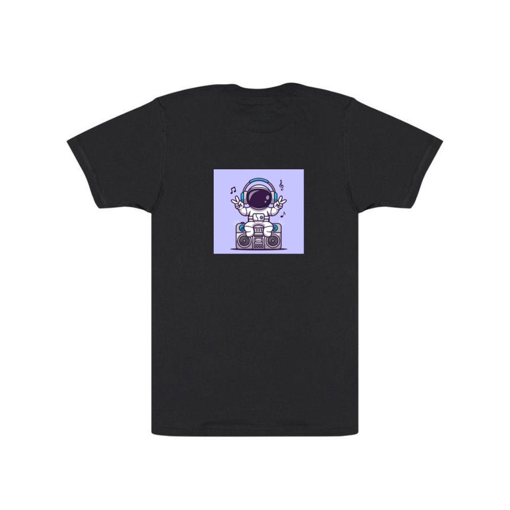 Cartoon Astronaut with Boombox Illustration T-Shirts