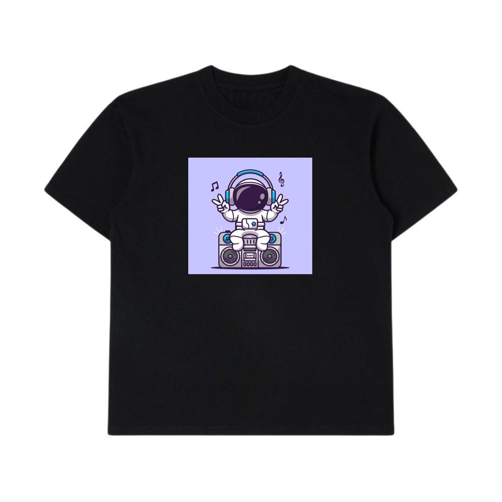Cartoon Astronaut with Boombox Illustration T-Shirts