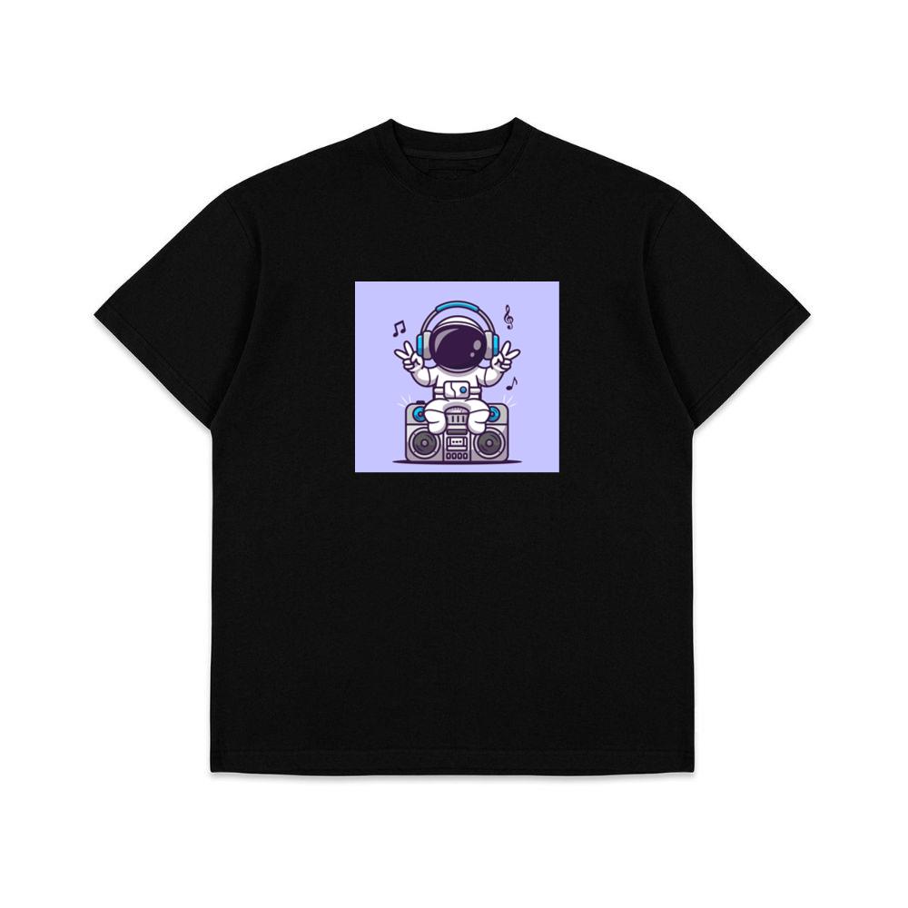Cartoon Astronaut with Boombox Illustration T-Shirts