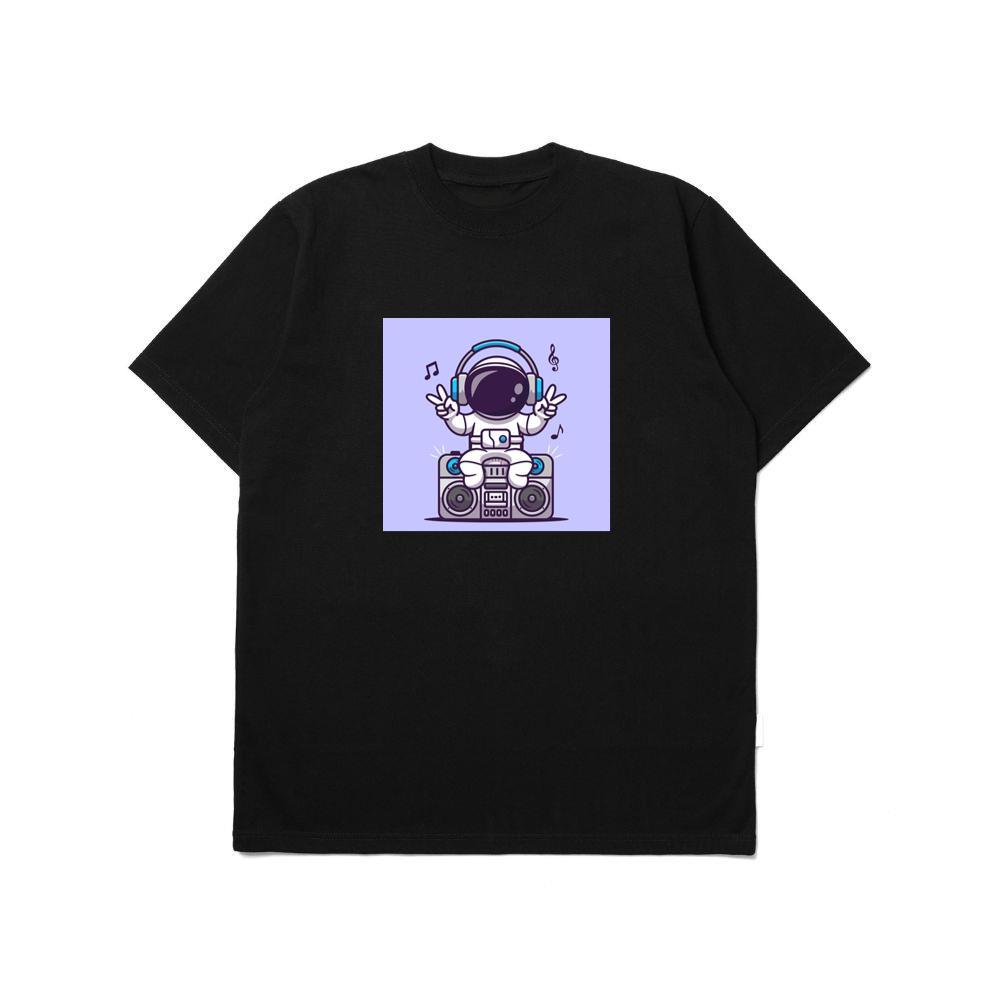 Cartoon Astronaut with Boombox Illustration T-Shirts