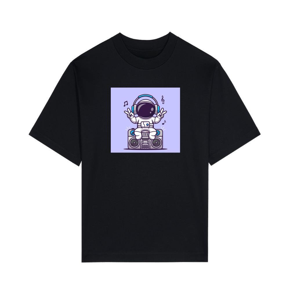Cartoon Astronaut with Boombox Illustration T-Shirts
