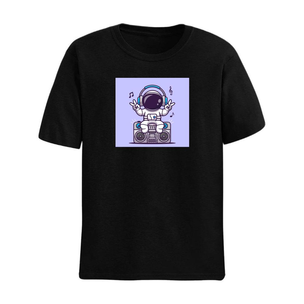 Cartoon Astronaut with Boombox Illustration T-Shirts