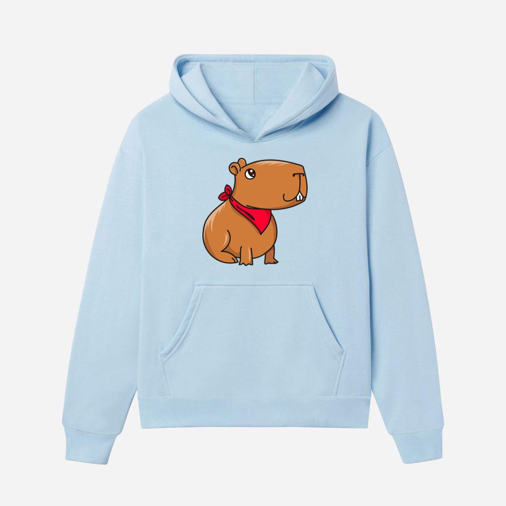 Cartoon Capybara Wearing Red Bandana Hoodies