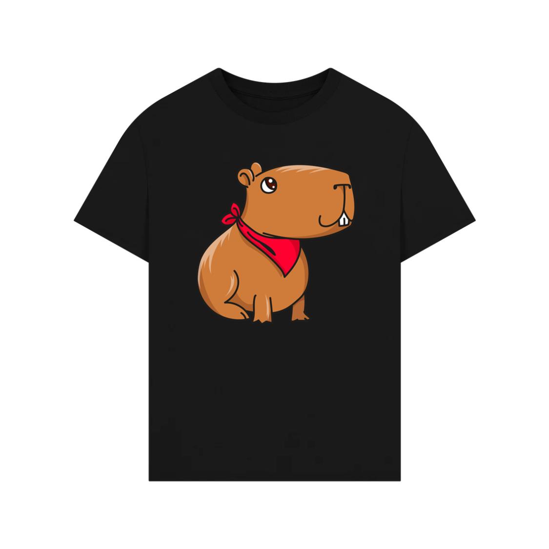 Cartoon Capybara Wearing Red Bandana T-Shirt