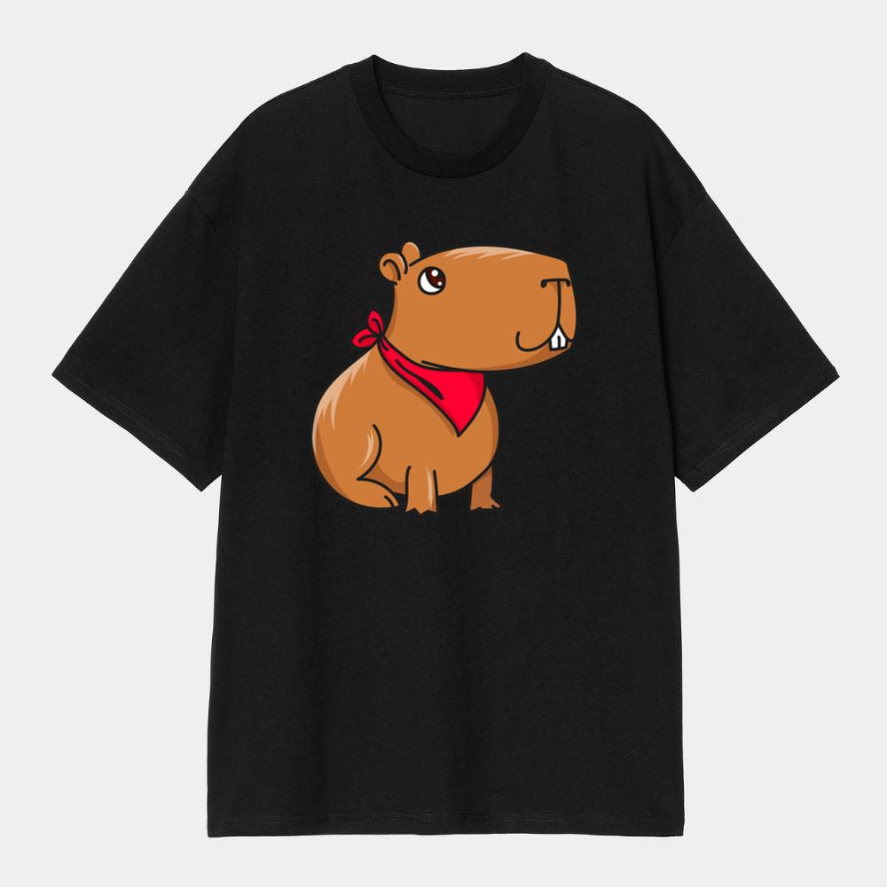 Cartoon Capybara Wearing Red Bandana T-Shirts