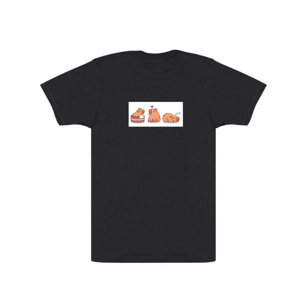Cartoon Capybaras with Orange, Heart, and ZZZ T-Shirts