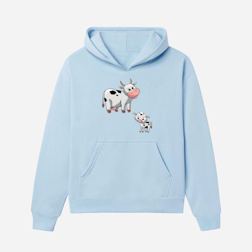 Cartoon Cow With Calf Hoodies