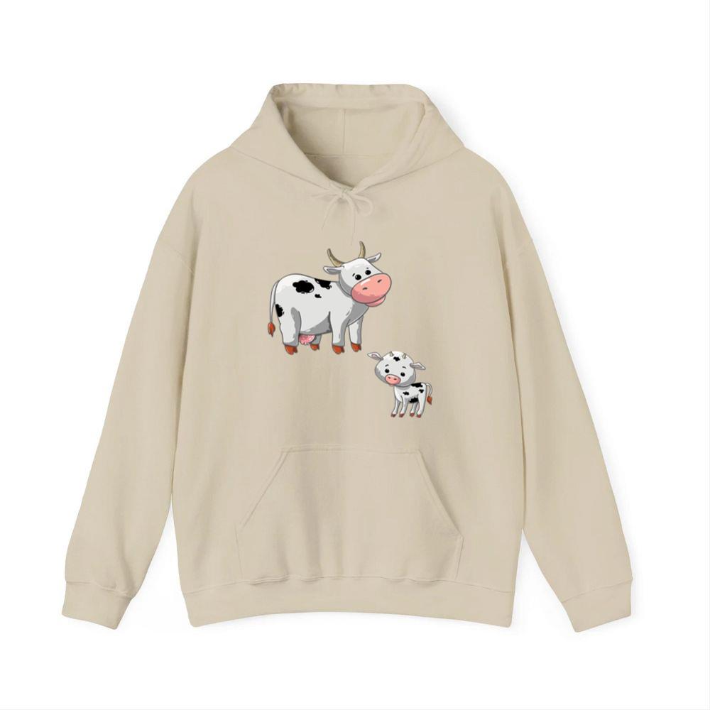 Cartoon Cow With Calf Hoodies