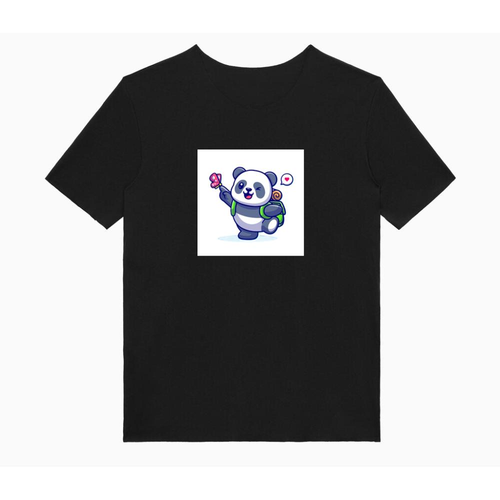 Cartoon Panda with Backpack TShirts Tickertaz