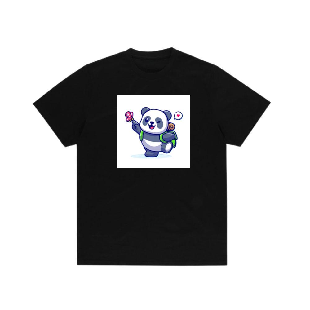 Cartoon Panda with Backpack TShirts Tetebi