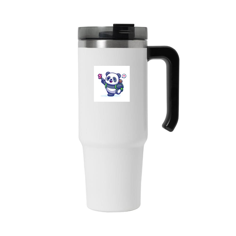 Cartoon Panda with Backpack Tumbler