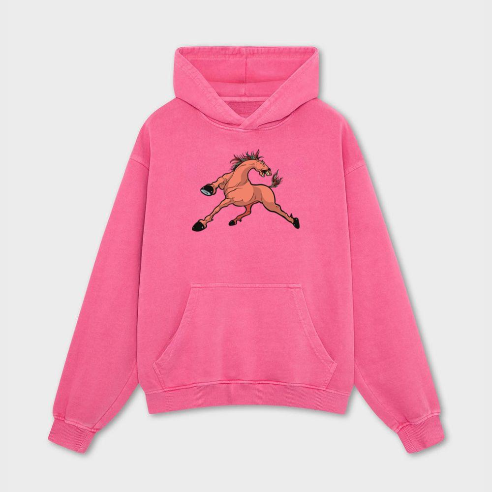 Cartoon Pink Horse Hoodies
