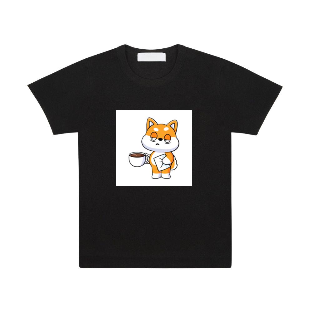 Cartoon Shiba with Coffee and Letter T-Shirts