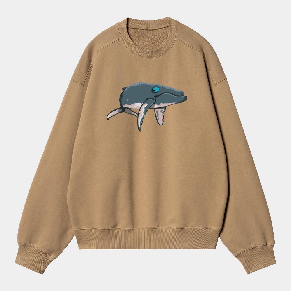 Cartoon Whale Swimming Sweatshirt