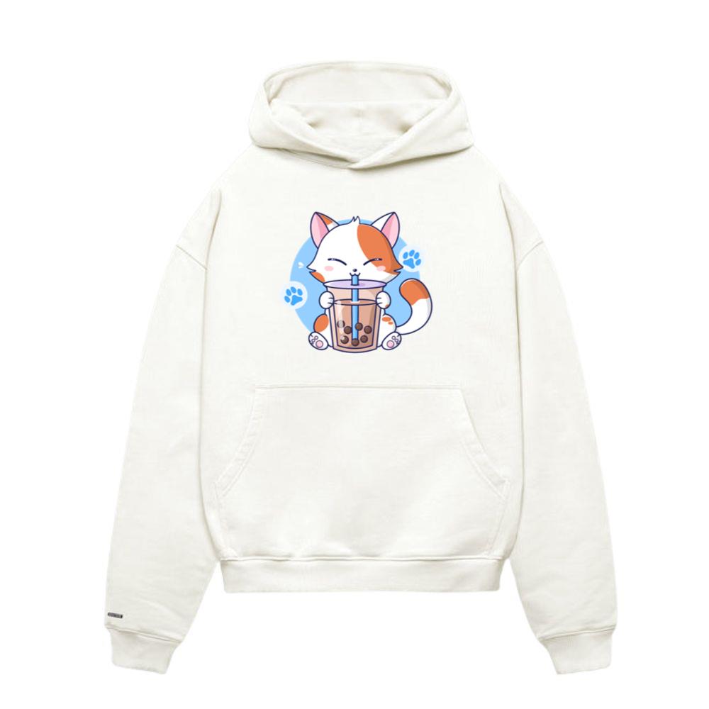 Cat Boba Tea Bubble Tea Kawaii Anime Japanese Neko Hoodie