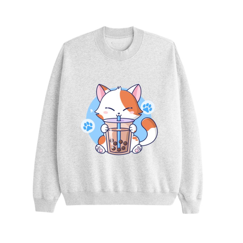 Cat Boba Tea Bubble Tea Kawaii Anime Japanese Neko Sweatshirt