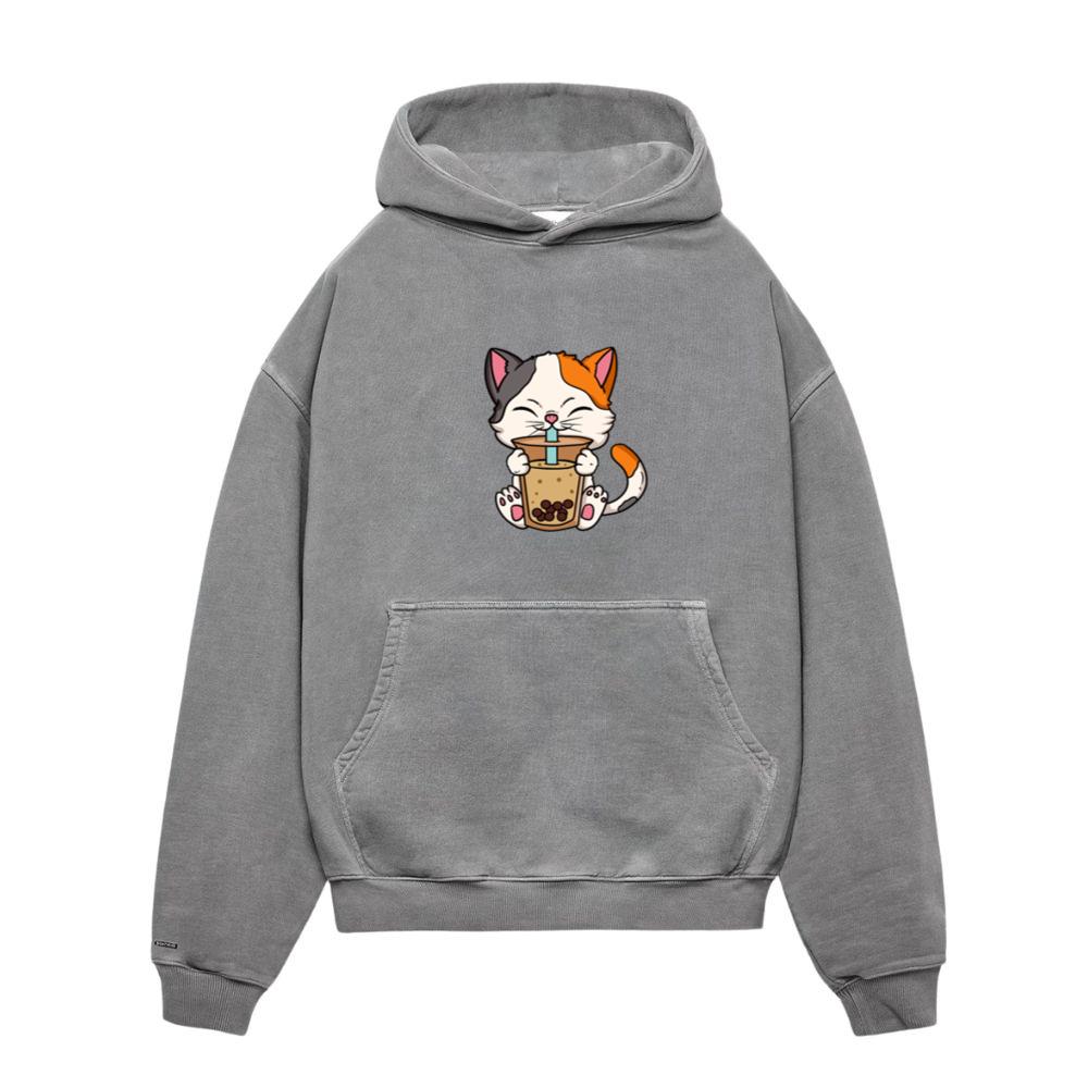 Cat Drinking Milk Cute Kawaii Anime