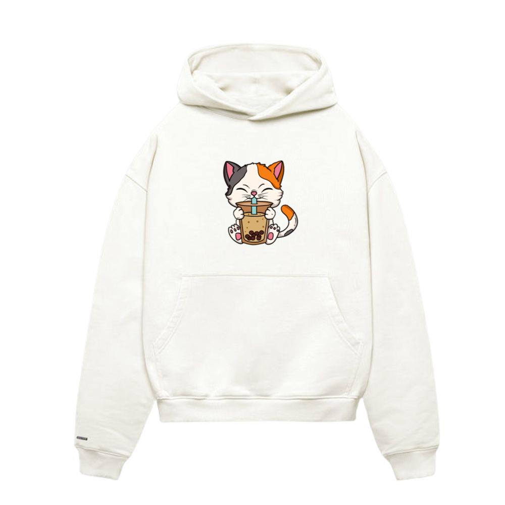 Cat Drinking Milk Cute Kawaii Anime Hoodie