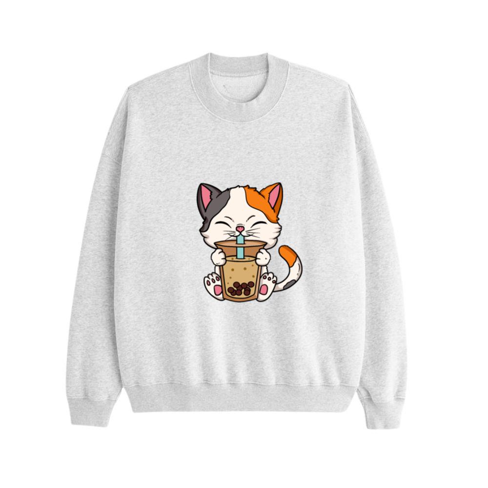 Cat Drinking Milk Cute Kawaii Anime Sweatshirt