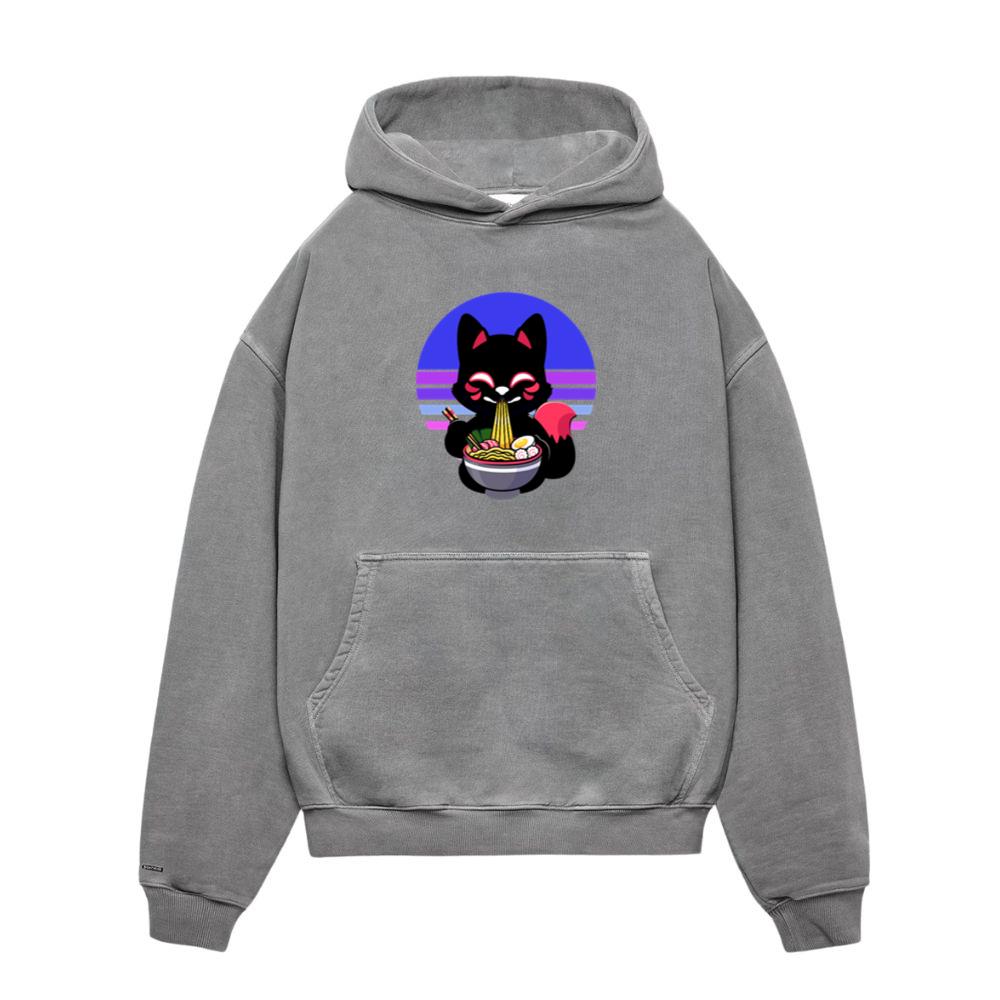 Cat Eating Ramen Noodles Kawaii Anime Japanese