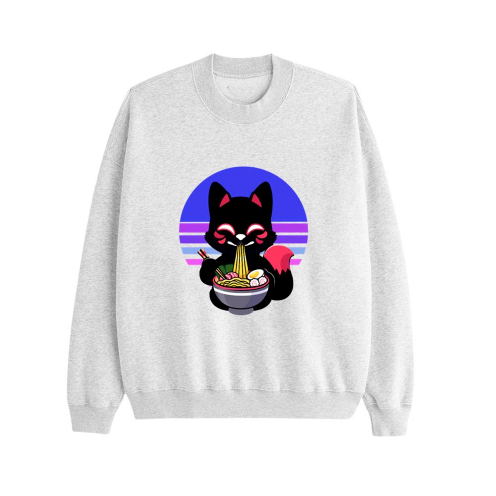 Cat Eating Ramen Noodles Kawaii Anime Japanese Sweatshirt
