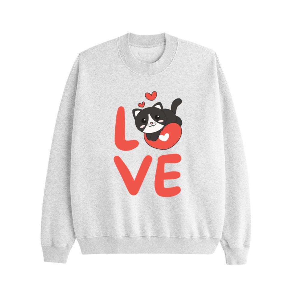 Cat For Valentine's Day Cute Animals Hearts Sweatshirt