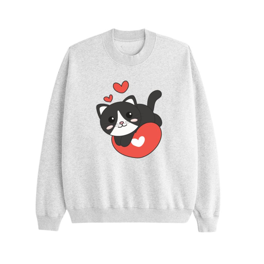 Cat For Valentine's Day Cute Animals Hearts_1 Sweatshirt