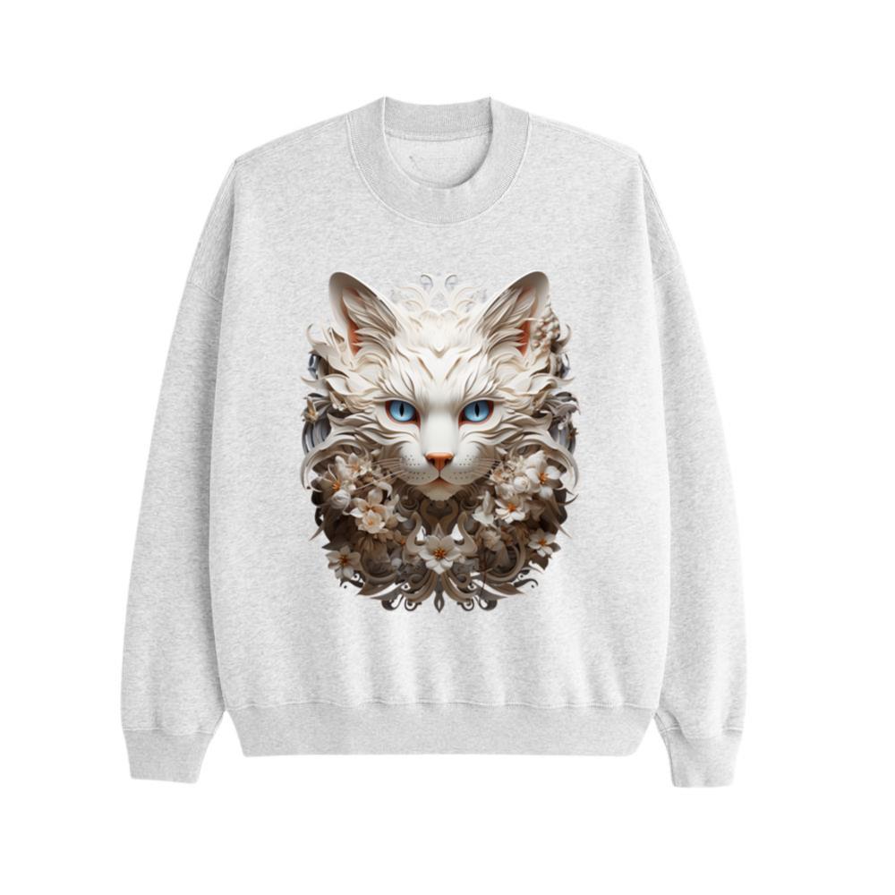 Cat Head Artistic Artwork Feline Animal Cute Cat Sweatshirt