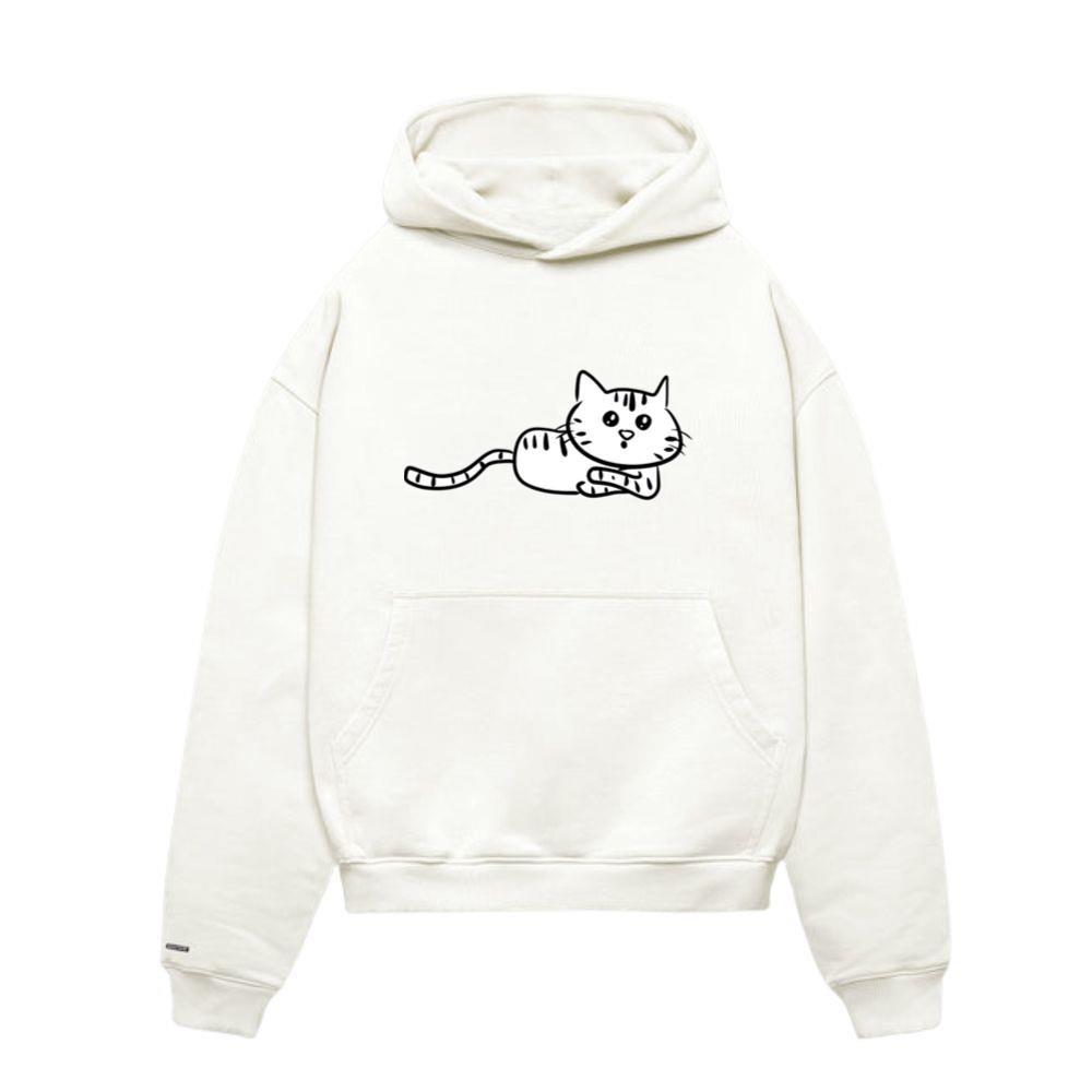 cat lying curious cute animal Hoodie