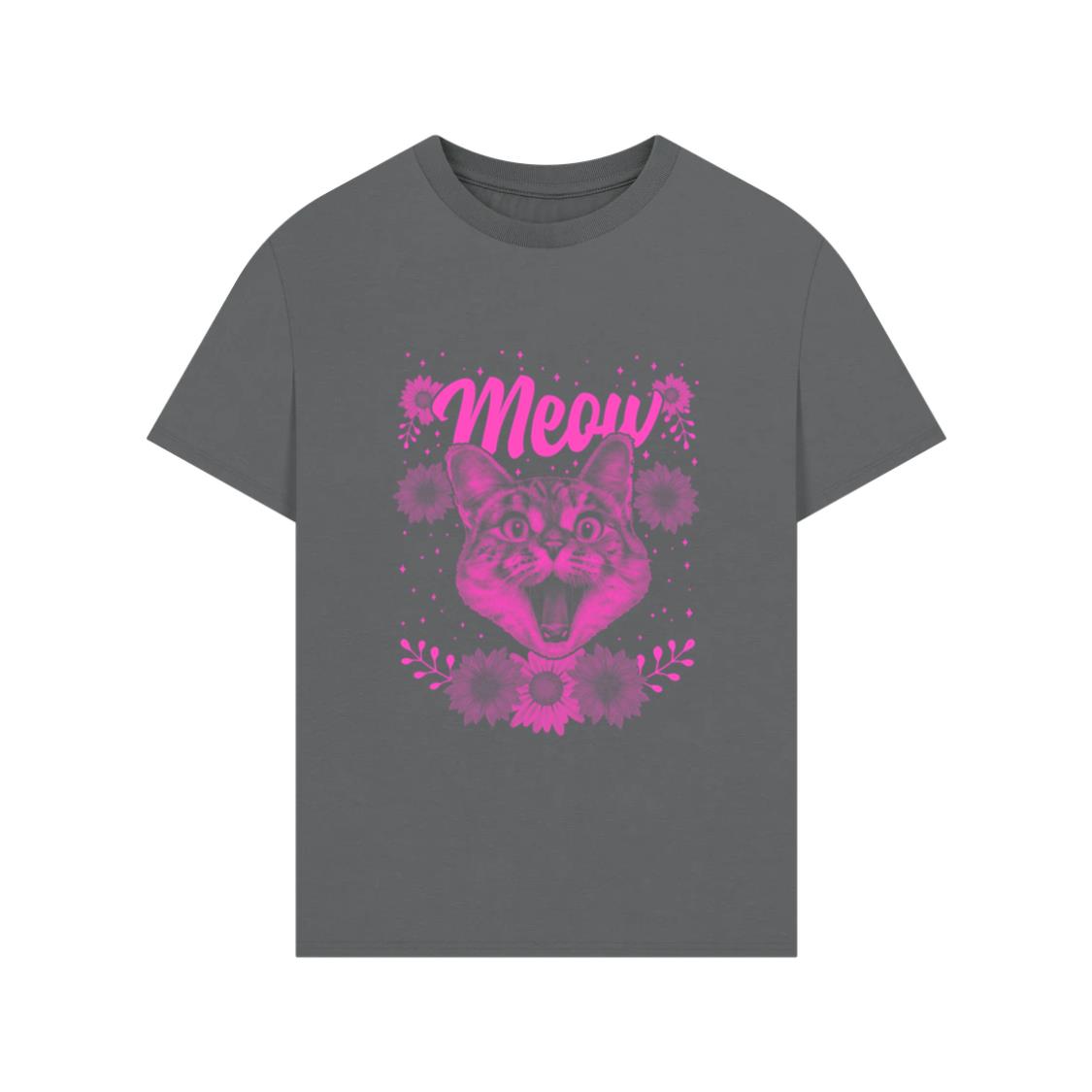 Cat Meow Lover Furry Animals 1980 Floral T-Shirts