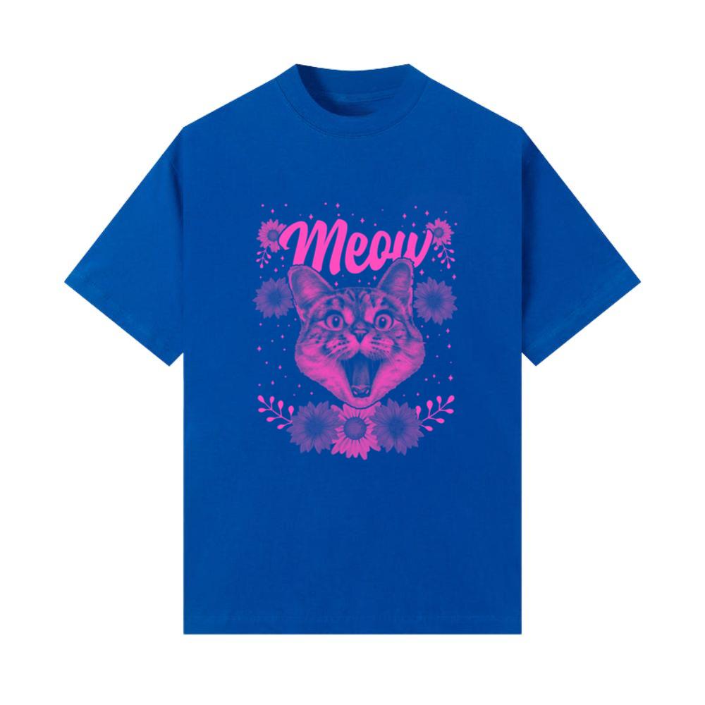 Cat Meow Lover Furry Animals 1980 Floral T-Shirts