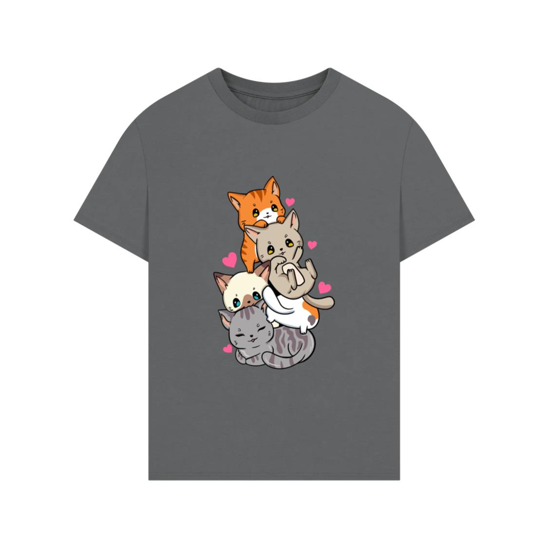 Cat Pile Cats Meowtain Anime Kawaii Neko Cute T-Shirts