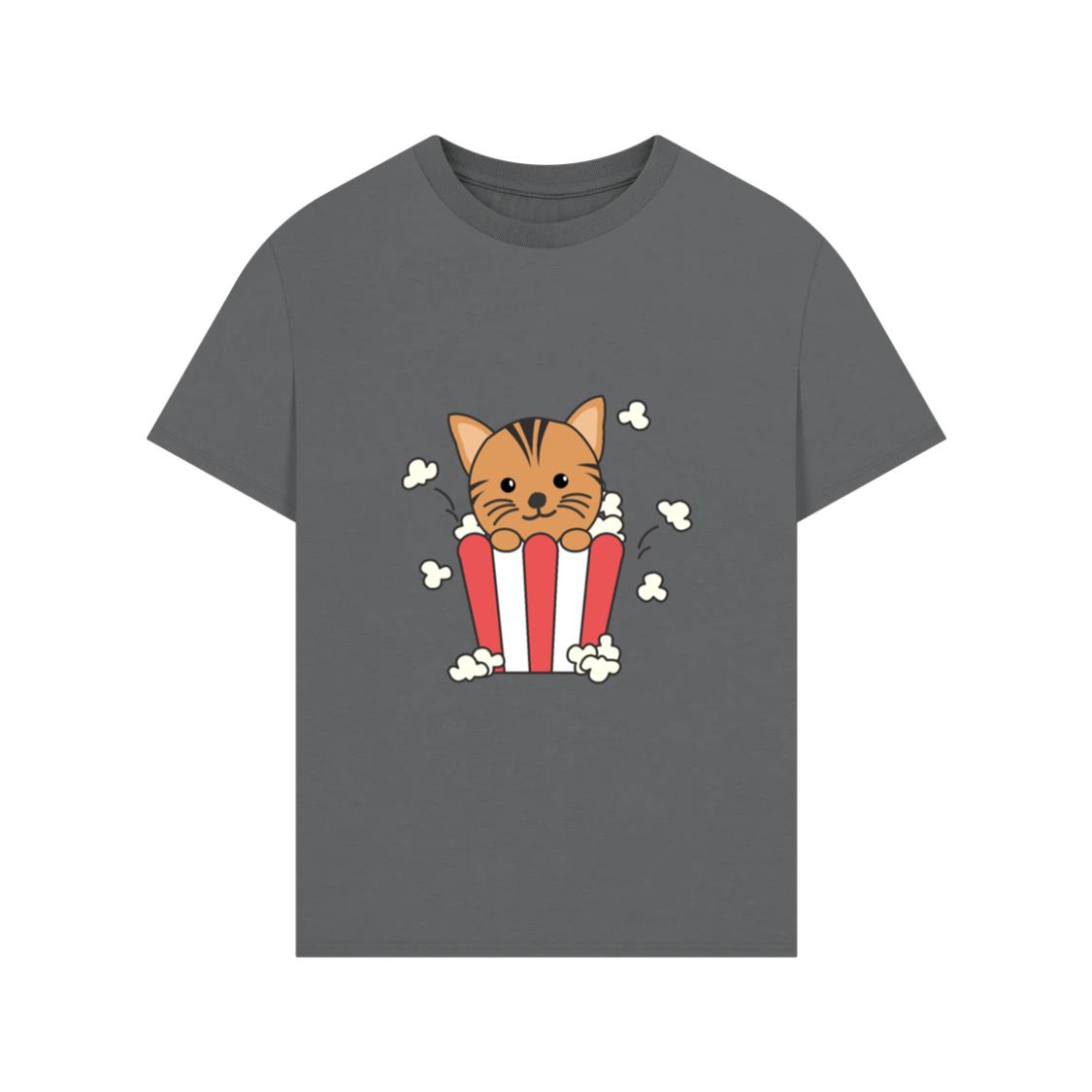 Cat Popcorn Time Funny Animals In Fast Food T-Shirts