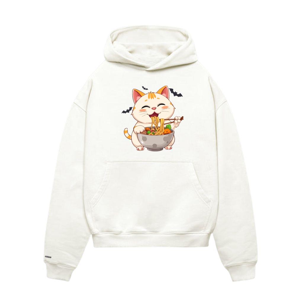cat ramen Halloween anime kawaii neko eating noodl