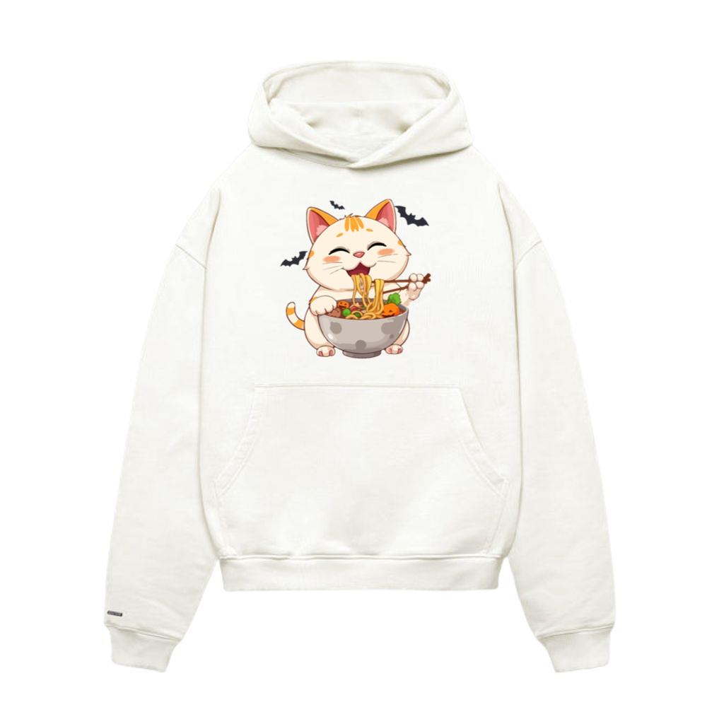 cat ramen Halloween anime kawaii neko eating noodl Hoodie