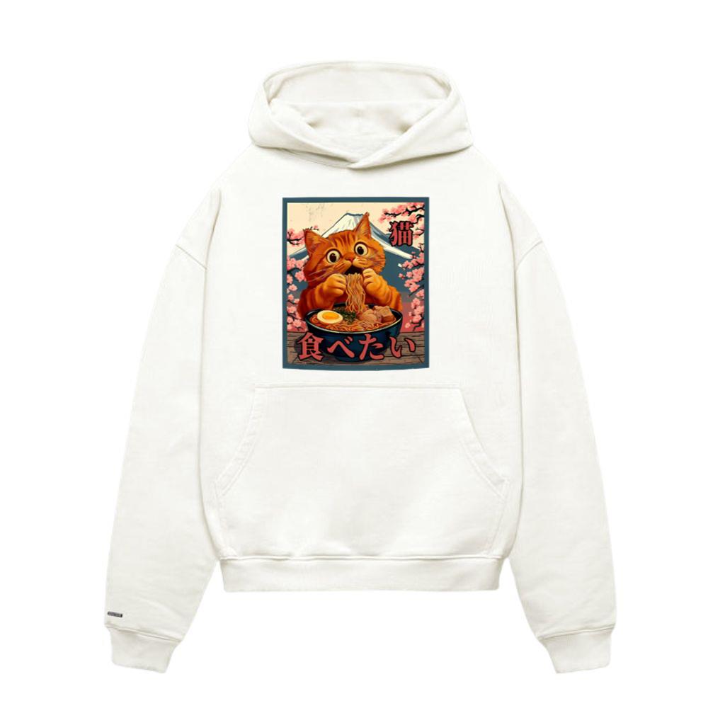 Cat Ramen Japanese Graphic Art Funny Anime Kawaii Hoodie