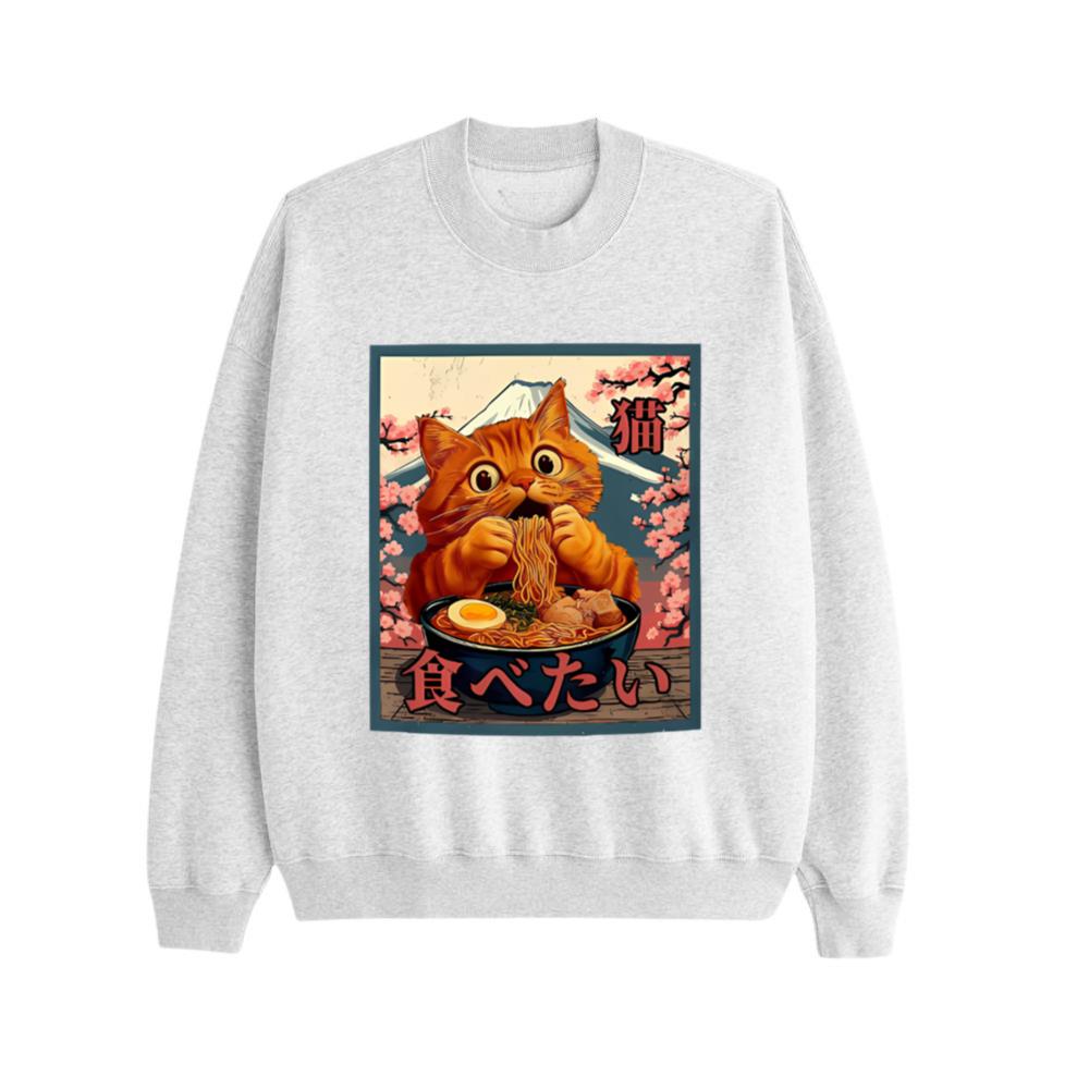 Cat Ramen Japanese Graphic Art Funny Anime Kawaii Sweatshirt