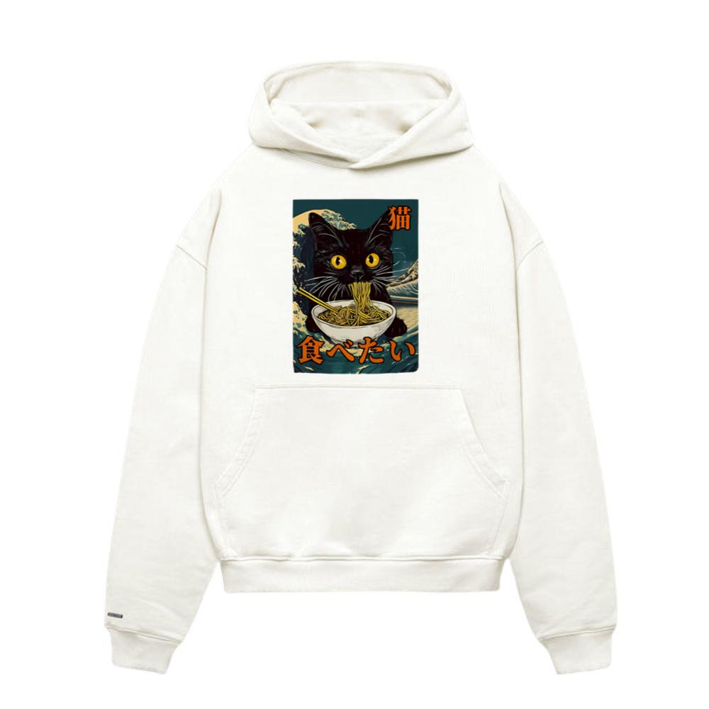 Cat Ramen Japanese Graphic Art Kawaii Kitty Anime Hoodie