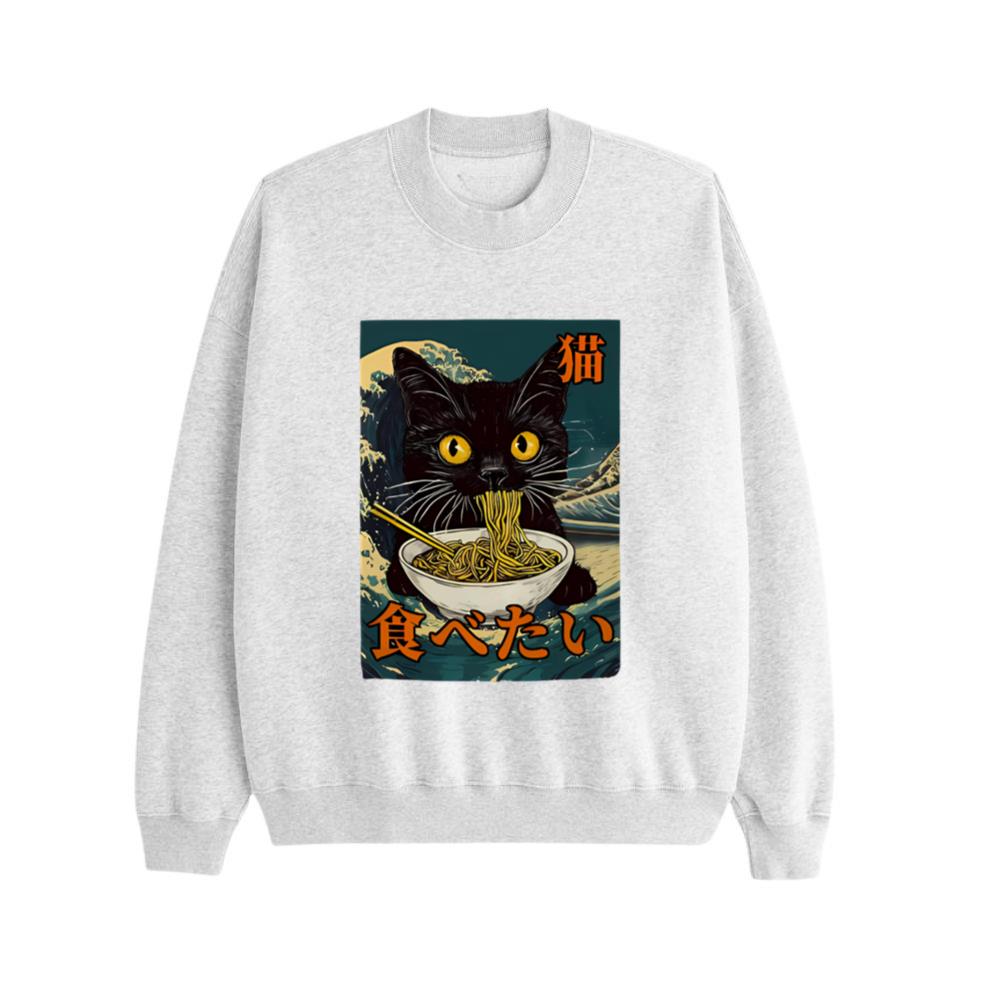Cat Ramen Japanese Graphic Art Kawaii Kitty Anime Sweatshirt