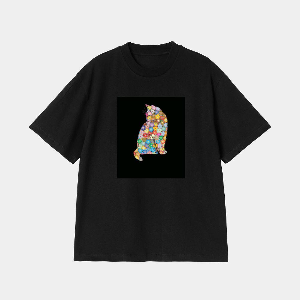 Cat Shape Made of Flowers T-Shirt