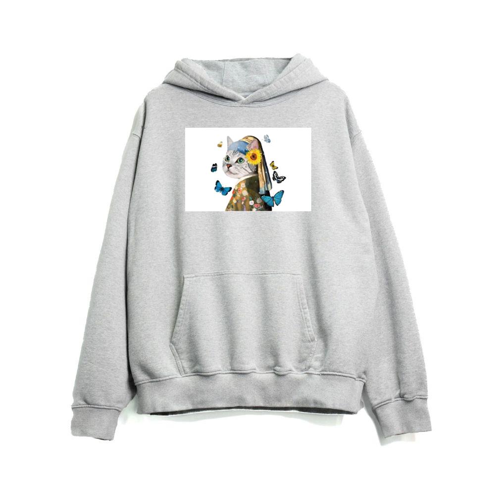 Cat with a Sunflower Earring Hoodies Bestbearshop