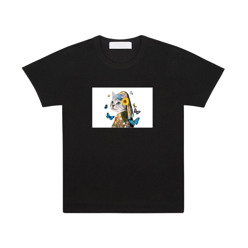 Cat with a Sunflower Earring T-Shirts