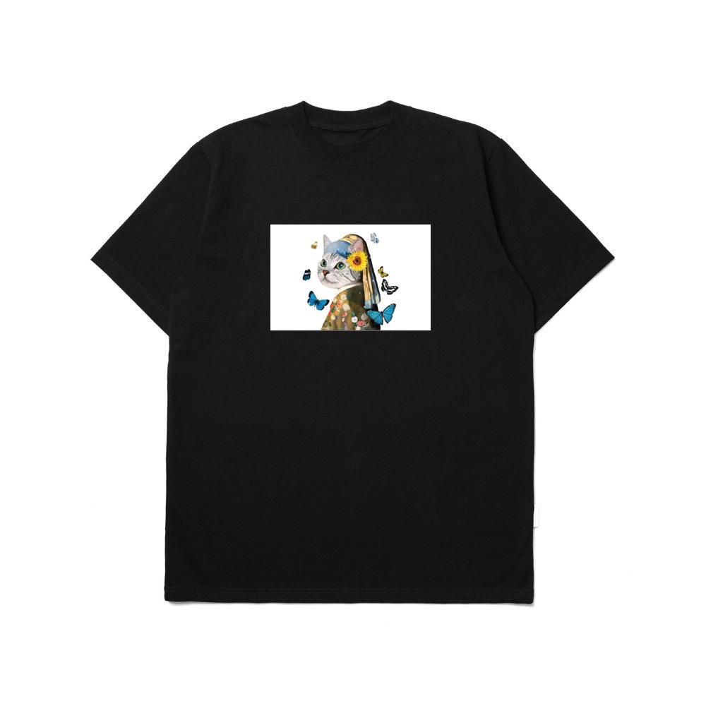 Cat with a Sunflower Earring T-Shirts