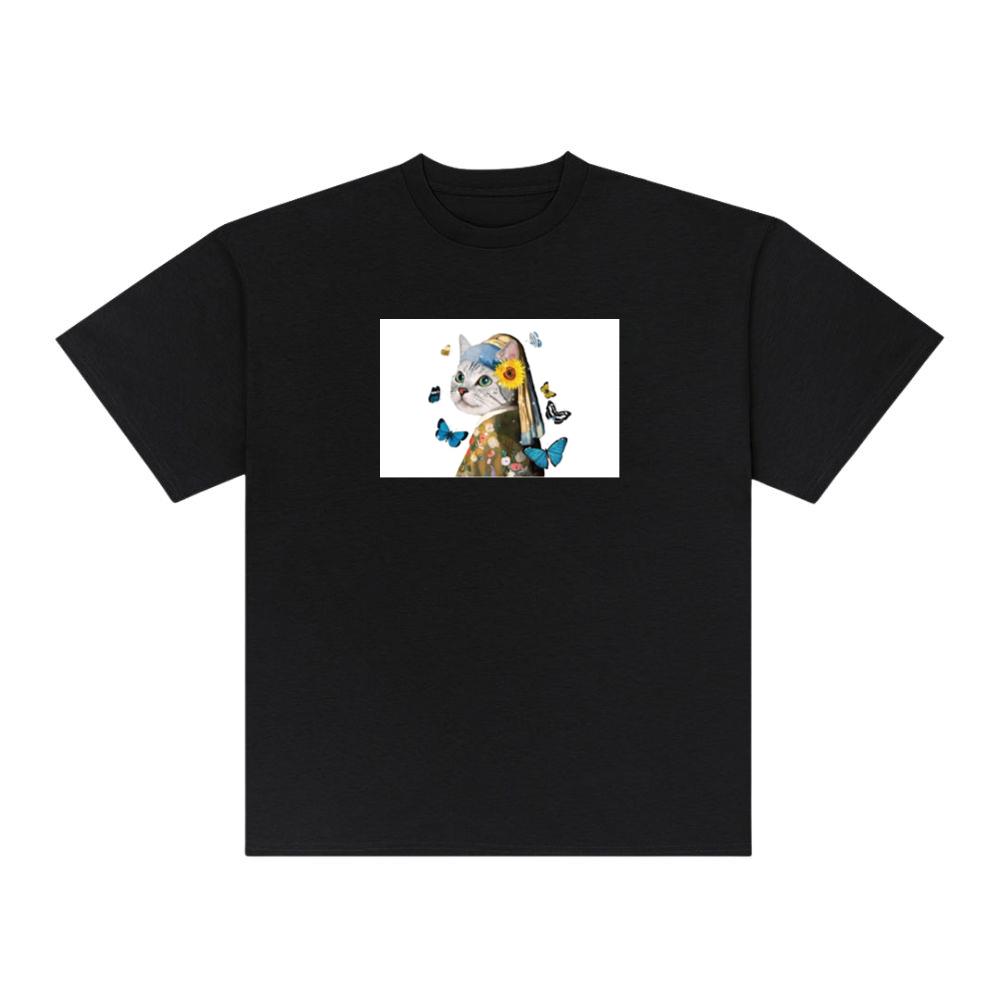 Cat with a Sunflower Earring T-Shirts