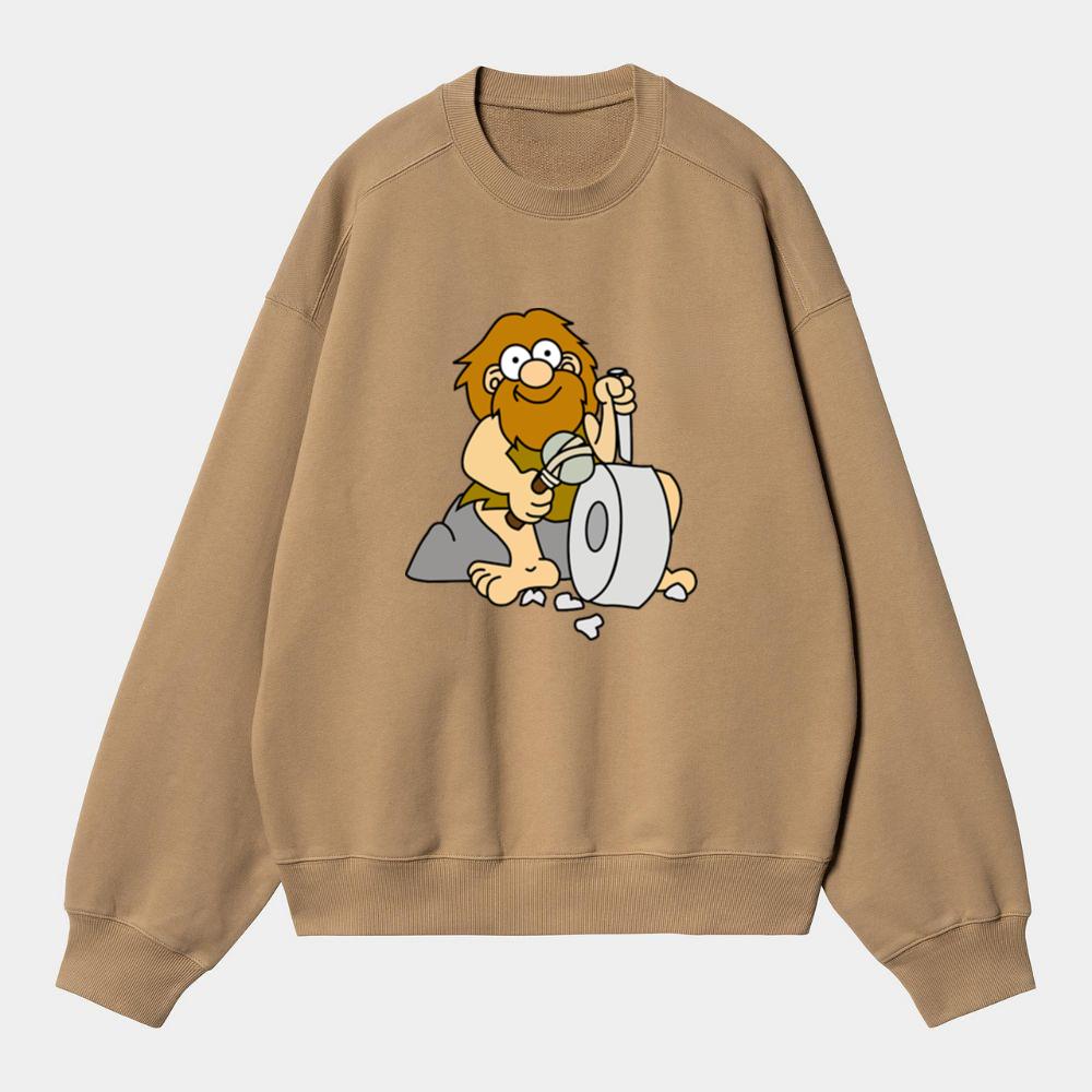 Caveman Carving Stone Wheel Sweatshirt