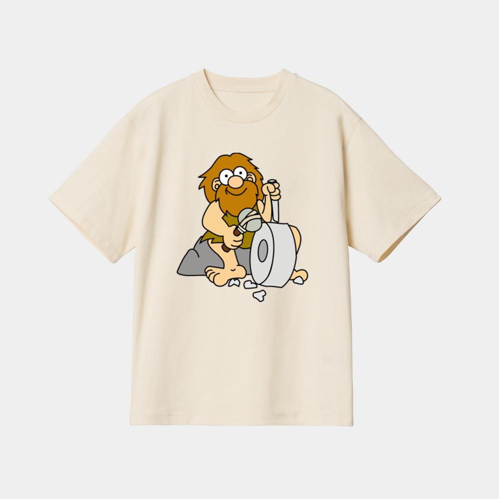 Caveman Carving Stone Wheel T-Shirt - Image 4