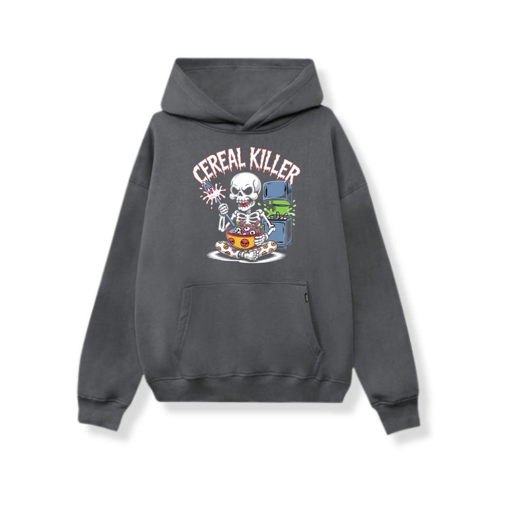 Cereal Killer Skeleton Funny Breakfast Design Hoodie - Image 3