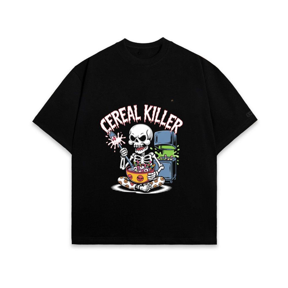 Cereal Killer Skeleton Funny Breakfast Design T-Shirt