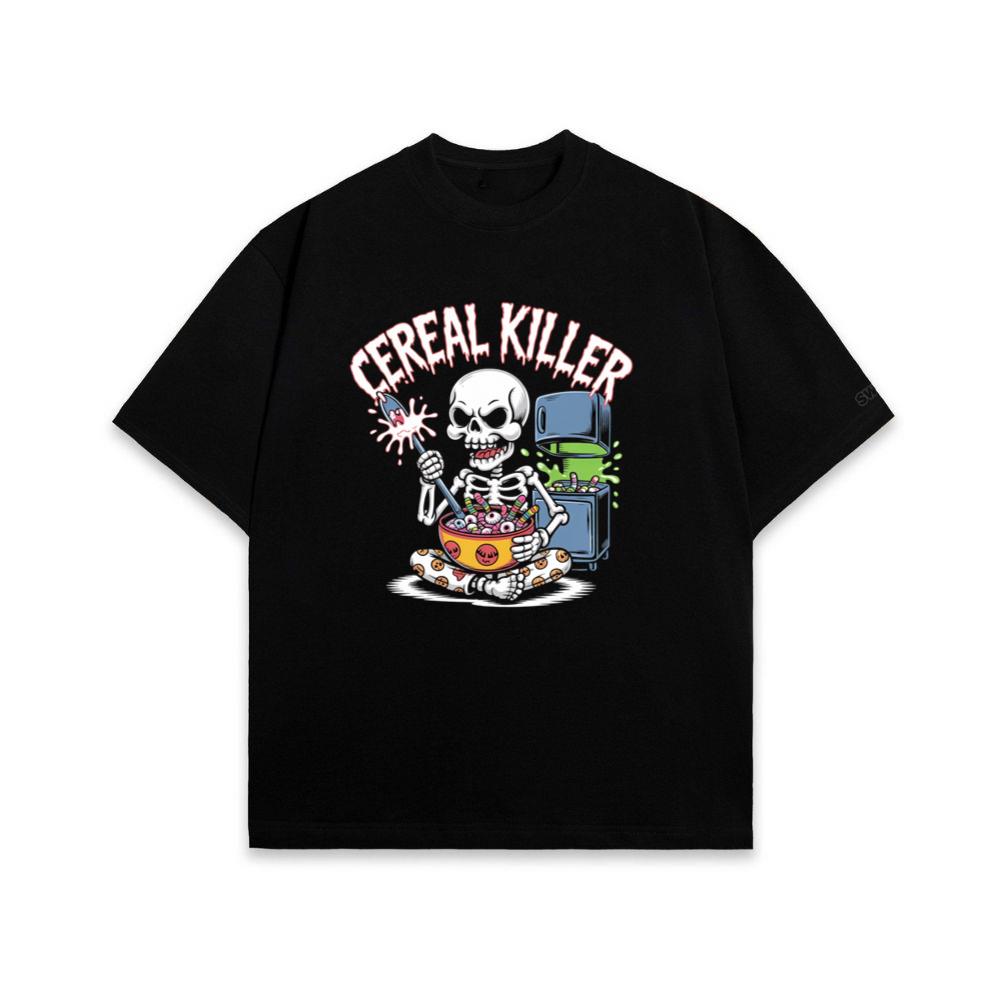 Cereal Killer Skeleton Funny Breakfast Design T-Shirt